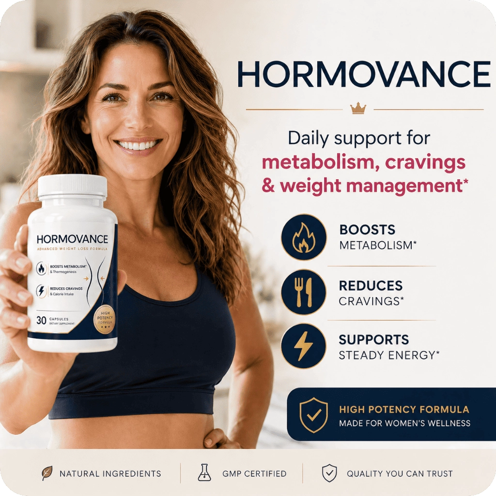 Woman starting her daily wellness routine with Hormovance capsule